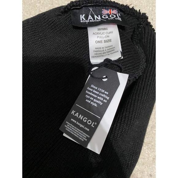 Kangol Beanie Hat Acrylic Cuff Pull On Black Knit Winter Casual Women's One Size - Picture 5 of 5